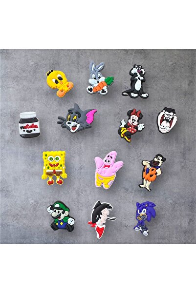 Crocs Jibbitz Terlik Süsü 13'lü Set Nutella,sünger Bob,tazmanya Canavarı,şirine,redkit