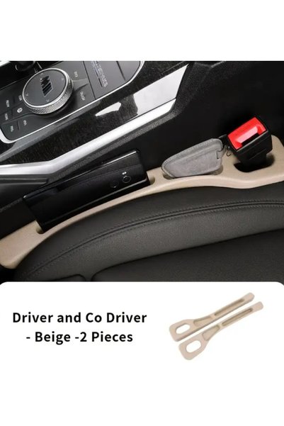Atay Garage 2 Pieces Cream Color Car Seat Organizer Compatible with Sizes 7-40cm