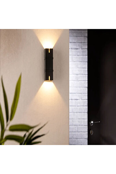 ALSHOROUQ1 كشاف جداري خارجي المنيوم اسود إضاءة جهتين و إضاءة أمامية ليد اضاءة اصفر 3000k