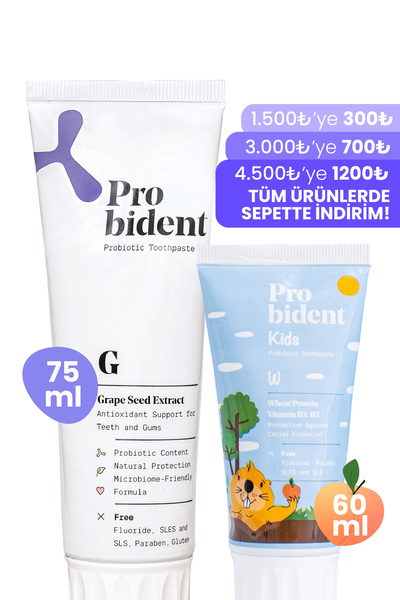 Probident Aktif Probiyotikli Doğal Florürsüz Üzüm Çekirdeği Özüt Ilaveli Doğal Şeftali Aromalı Kids