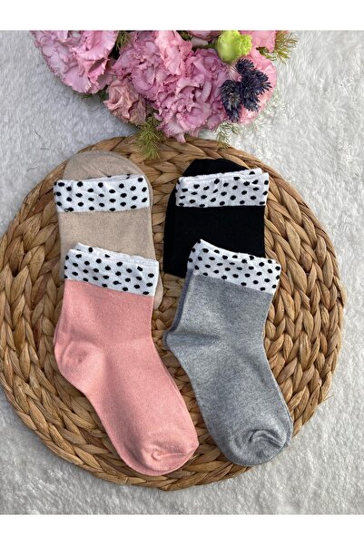 EFİLACCESSORİES Women's Polka Dots 4-Piece Socks
