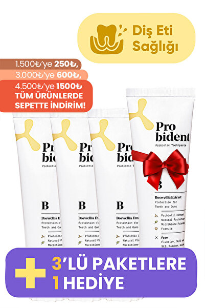 Probident 3 1 Akgünlük Paketi Aktif Probiyotik Doğal Florürsüz Diş Macunu