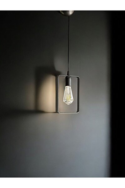 ONUR AVİZE Retro rustik sade şık endüstriyel ve modern tekli metal siyah sark...