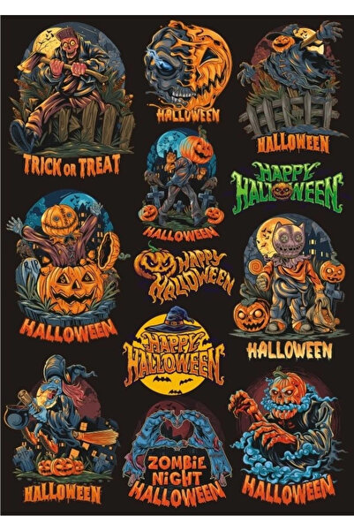 Reysa Tasarım مجموعة ملصقات الهالوين مكونة من 8 قطع مكونة من 12 قطعة للهاتف و...