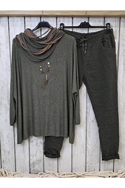 pudubutik Likralı Büyük Beden Pantolon Haki