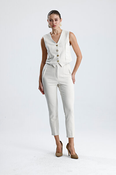 ubmbutik Suede Suit with Buttoned Vest and Accessories