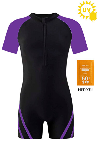 İYİBU Salopetă de înot cu mânecă scurtă cu protecție UV pentru copii Costum de baie pentru piscină și mare Costum de baie pentru copii, unisex