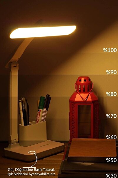 Ozsport MKS Kaliteli Şarjlı Masa Lambası 3 Renk Dokunmatik Kademeli Çalışma Okuma Işığı Gece Lambası 24w