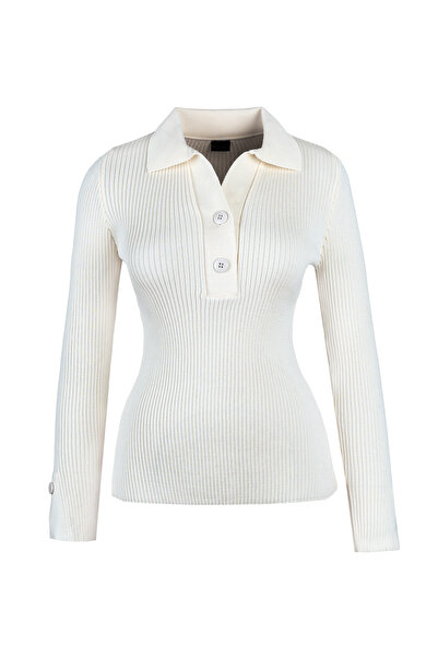 LACENOA Polo Neck Cream Knitwear Sweater