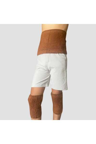 S&D ÇARŞİ حزام خصر وواقي للركبة من صوف الجمل (طقم اثنان في واحد) للنساء والرجال للجنسين