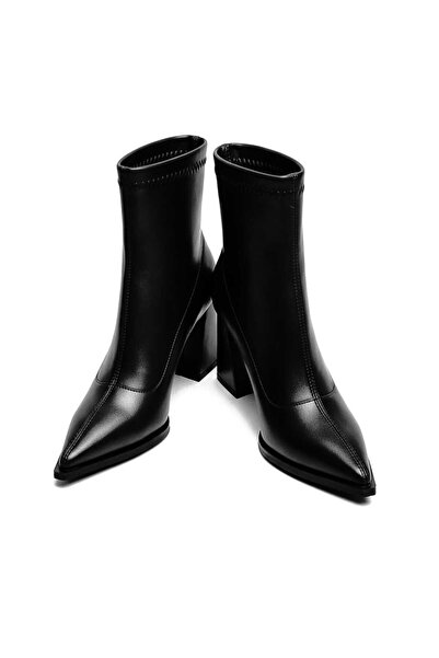 FRZZ Kadın steç Sivri Burun Orta Boy 7cm Topuklu Bot