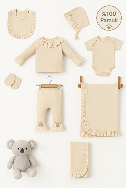 UmBaby 100% Cotton Luxury Soft 7-Piece Baby Girl Set – Ruffled, Newborn Hospi...