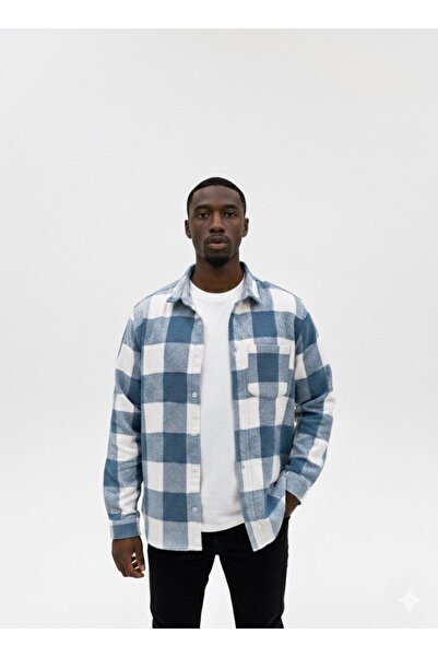 BYHAN Ali Beyhan Mavi Kareli Oduncu Erkek Gömleği