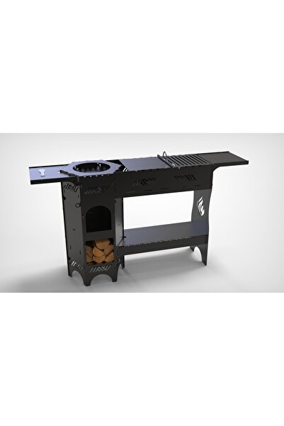 OEM Multifunctional Grill with Pot Holder – 3mm Metal, Matte Black