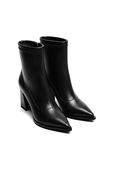 FRZZ Kadın steç Sivri Burun Orta Boy 7cm Topuklu Bot