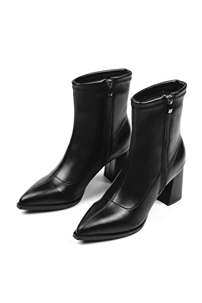 FRZZ Kadın steç Sivri Burun Orta Boy 7cm Topuklu Bot