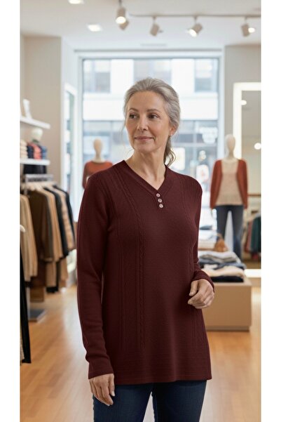 BİLGENS BUTİK Pulover de damă cu croială relaxată cu accesorii cu nasturi