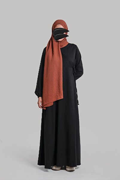 Emare Namaz Elbisesi Pamuk Keten Ferace - Siyah