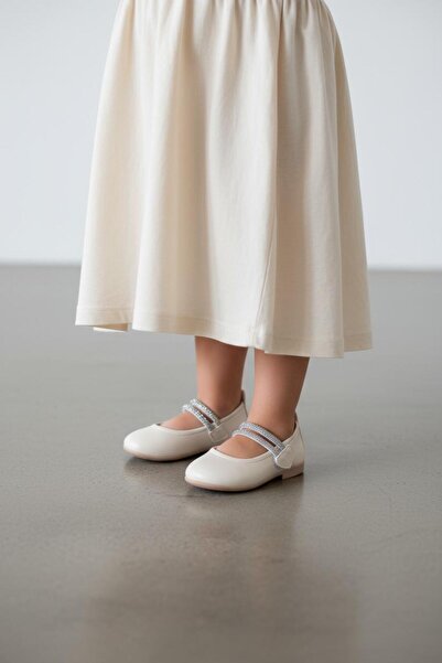 PATİK BEBE Girl's Cream Color Stone Orthopedic Ballerinas