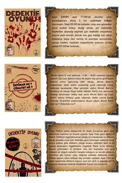 Suçlu Kim Dedektiflik Suç Çözümleme-suçluyu Bulma-dedektif Oyunu-cinayet Çözme-dedektif Oyunu-kutu Oyunu-8'li.