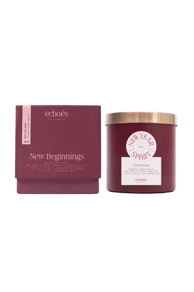 Echoes شمعة معطرة فاخرة، برائحة العام الجديد، (وعاء زجاجي فاخر)، 300 غرام