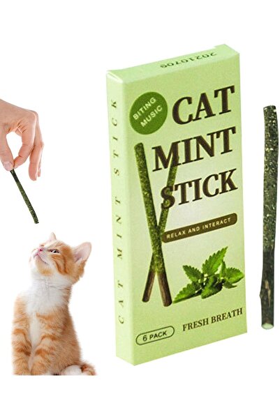 Kedi Nanesi Matatabi Kedi Diş Bakım Çubuğu, 6'lı Paket, Doğal Diş Temizleyici ve Ağız Bakımı için Çi