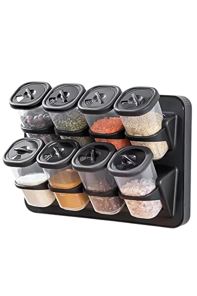 Hype Store 8'li Duvara Asmalı Baharatlık Seti - Tezgah Üstü Stantlı, Yapışkan...