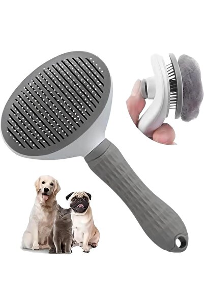 Hype Store مشط رمادي اللون لجمع الشعر مع تنظيف تلقائي - مشط للقطط والكلاب مع ...