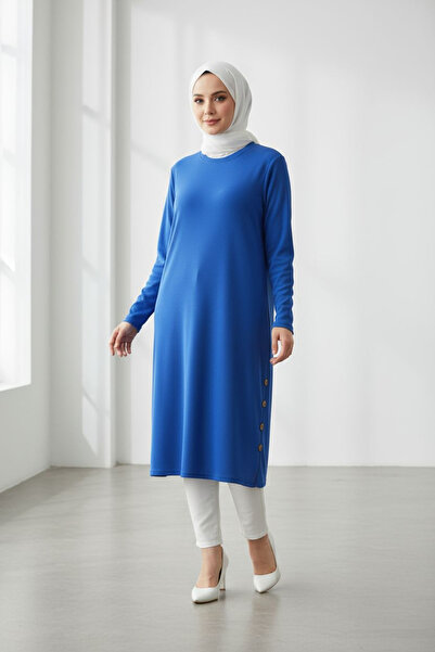 ENDAMIM Large Size Tunic - Twist Knitted Fabric, Lycra