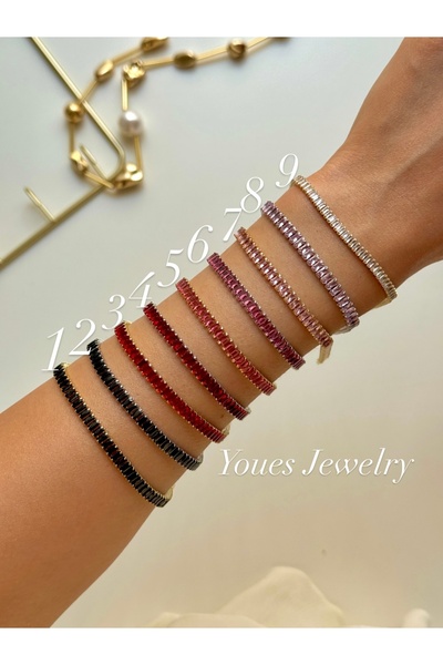 YOUES JEWELRY Çelik Baget Kesim Su Yolu Bileklik Zirkon Taşlı 1 Adet