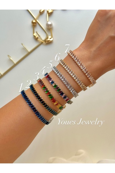 YOUES JEWELRY Çelik Baget Kesim Su Yolu Bileklik Zirkon Taşlı 1 Adet