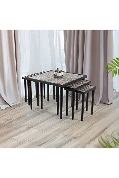 bluecape Esperanza Doğal Masif Seramik 5'li Multi Zigon Sehpa