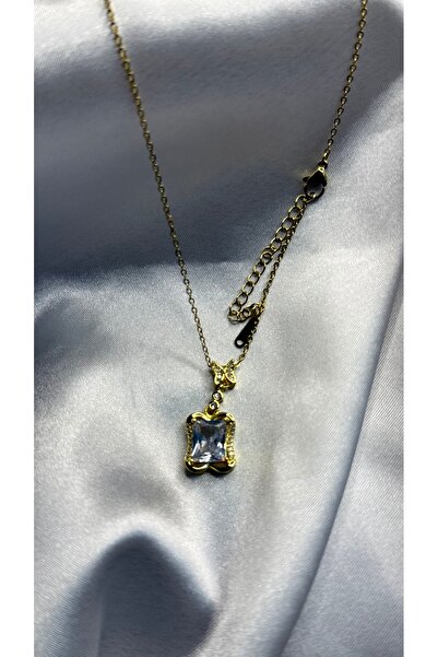 BUSİELLE JEWELRY قلادة أنيقة على شكل فراشة وحجر واحد