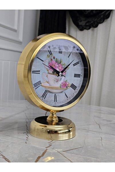 LH Lavinya Home Saat Lüks Masa Üstü Gold Metal 25x20 cm | Dekoratif Şık Tasarım
