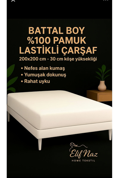 Elifnaz home tekstil Battal Boy 100% Cotton Fitted Bed Sheet