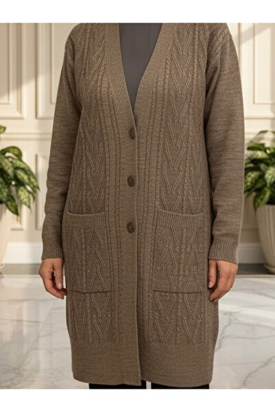 TEK Μακρύ πλεκτό χειμωνιάτικο μεγάλο μέγεθος Μαμά ζακέτα / βιζόν