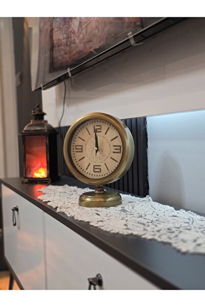 LH Lavinya Home Masa Saati 25x20 cm Eskitme Renk Metal Lüks Tasarım – Dekorat...