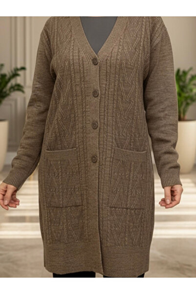 TEK Μακρύ πλεκτό χειμωνιάτικο μεγάλο μέγεθος Μαμά ζακέτα / βιζόν