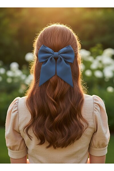 Toka Delisi İndigo Mavisi Kadin Renkli Otomatik Fiyonk Toka El Yapımı