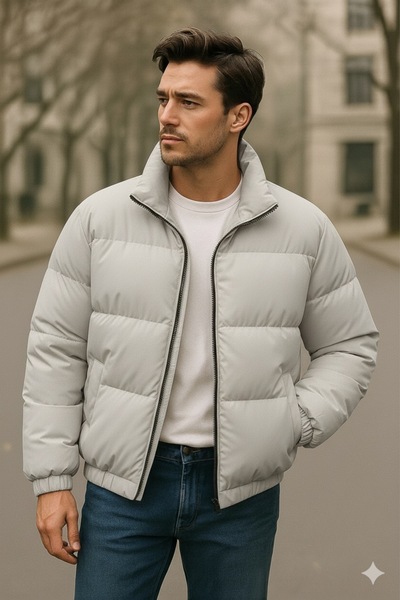 FASHION Ανδρικό παλτό ανοιχτό γκρι εφαρμοστό