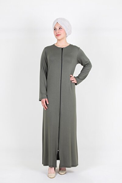 Nisrina Collection Orkide Kapüşonsuz Fermuarlı Pamuklu Penye Namaz Elbisesi