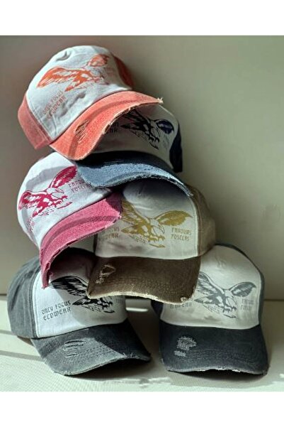 Genel Markalar Unisex Jewel Shine Eskitme Kep Şapka Bordo