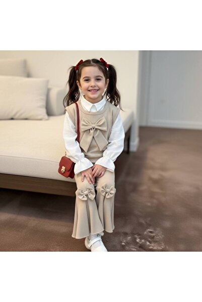 SNSA MODA KIZ ÇOCUK SÜVETERLİ GÜPÜRLÜ BADİLİ İSPANYOL PAÇALI ALT ÜST ŞIK TAKIM