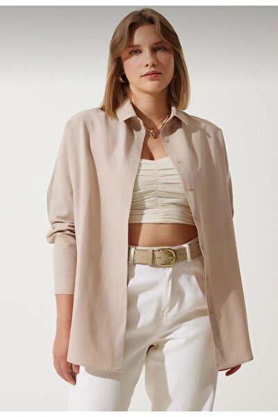 Butik Kadın Oversize Uzun Basic Gömlek