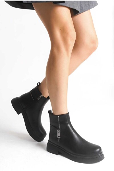 JVC Çiftaltı6 Women's Black Zipper Detail Boots