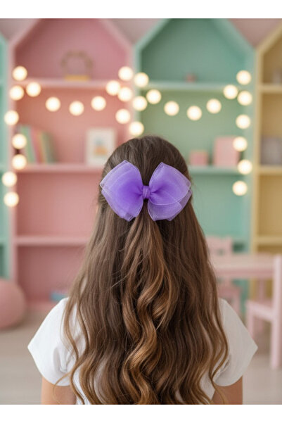 UniqueHandMade Cataramă cu arc violet violet, cea mai recentă tendință, din organza, realizată manual, cataramă cu arc pentru copii