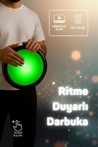 SALVADOR Ritme Duyarlı Yeşil Işıklı Erzincan İşlemeli Döküm Darbuka Kılıfı + ...