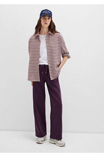 Mavi Bordo Ekose Gömlek Loose Fit / Bol Rahat Kesim 1211419-91458