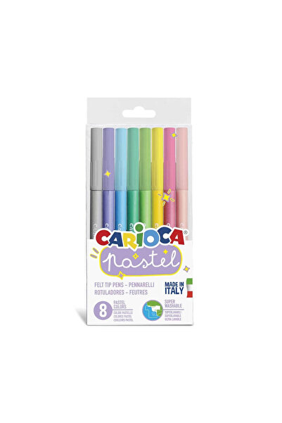 CARIOCA Pastel Super Washable Felt Tip Pen 8'Li
