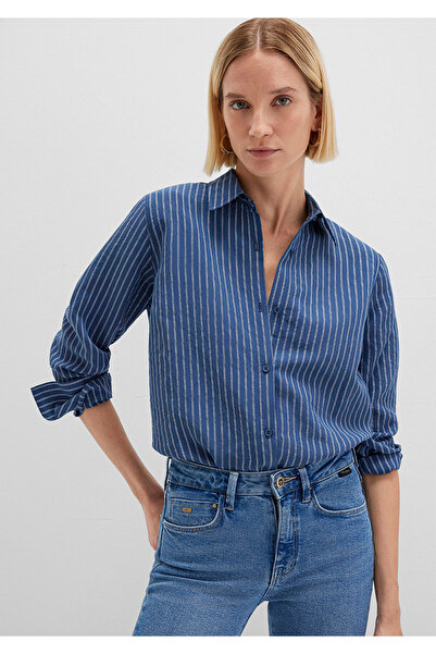 Mavi Tencel TM Liyosel Karışımlı Çizgili Gömlek Regular Fit / Normal Kesim 1211374-91372
